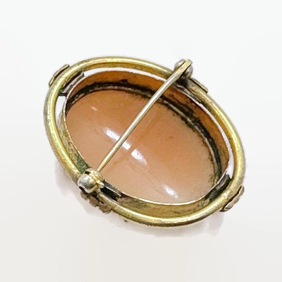 Cameo Brooch, Shell, Left Facing, Gold Filled, Art Deco, 1920s, Antique, Vintage - Picture 5 of 6